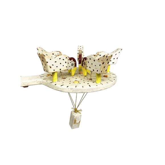 Vintage Folk Art Handmade Toy Chickens Eating When Moved in Circle - Picture 1 of 6